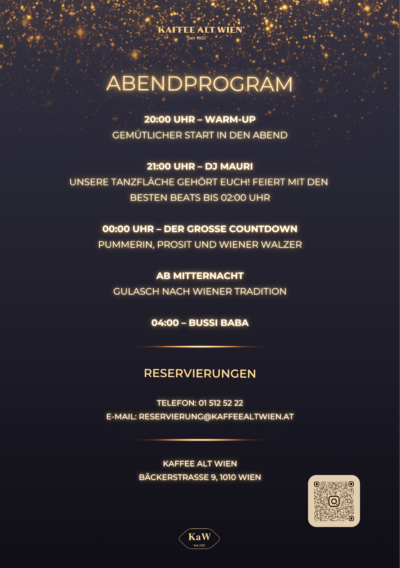 Programm - Silvester Party 31.12.2025 im Kaffee Alt Wien